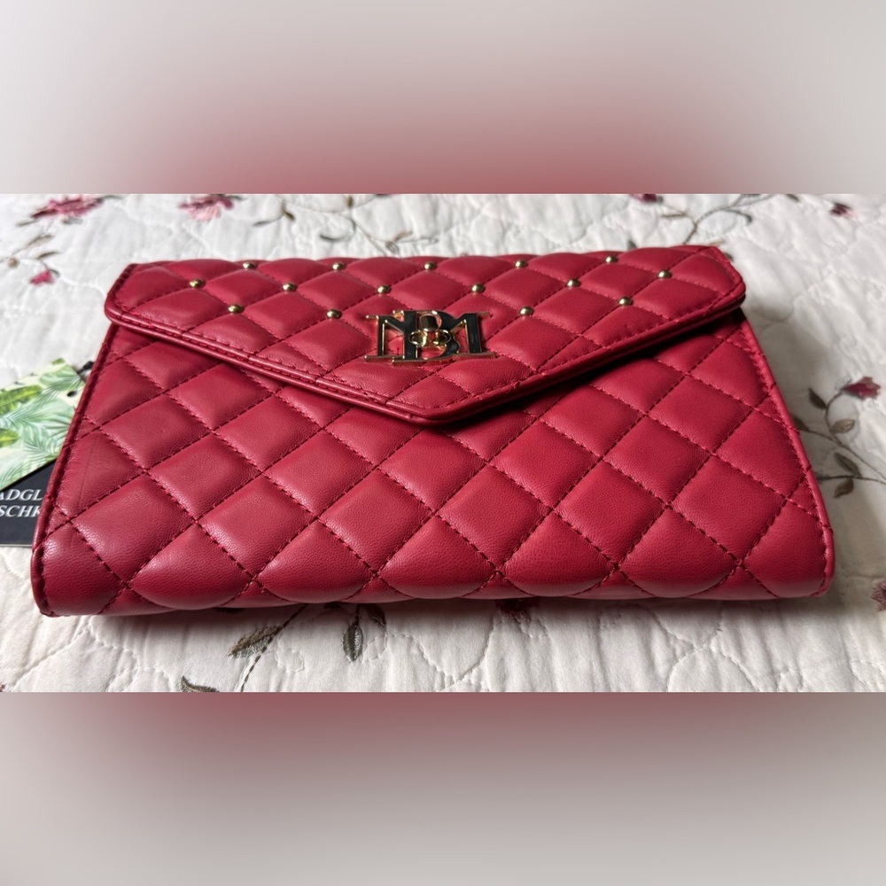 Badgley Mischka Quilted Red Crossbody Clutch Bag - Picture 4 of 10